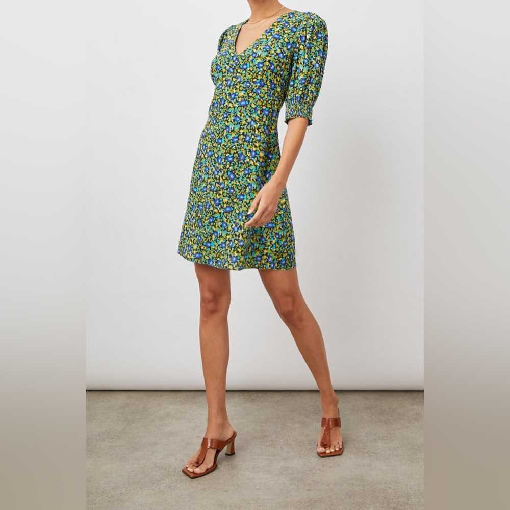 Rails Womens Roma Dress Large Abstract Garden Floral Blue Green Mini